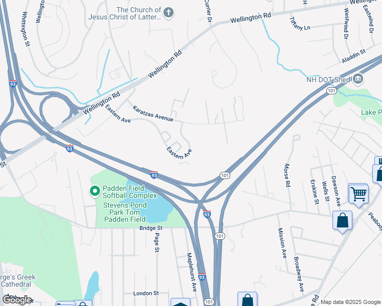map of restaurants, bars, coffee shops, grocery stores, and more near 207 Eastern Avenue in Manchester