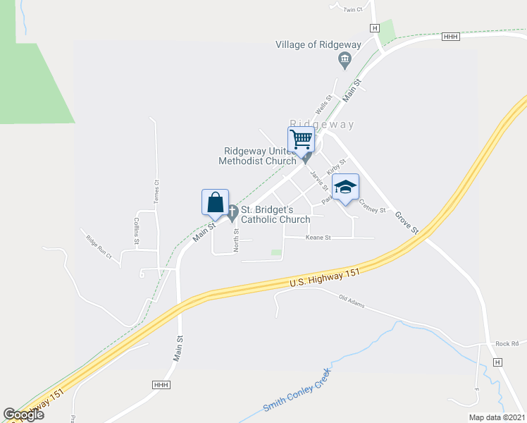 map of restaurants, bars, coffee shops, grocery stores, and more near 310 West Farwell Street in Ridgeway