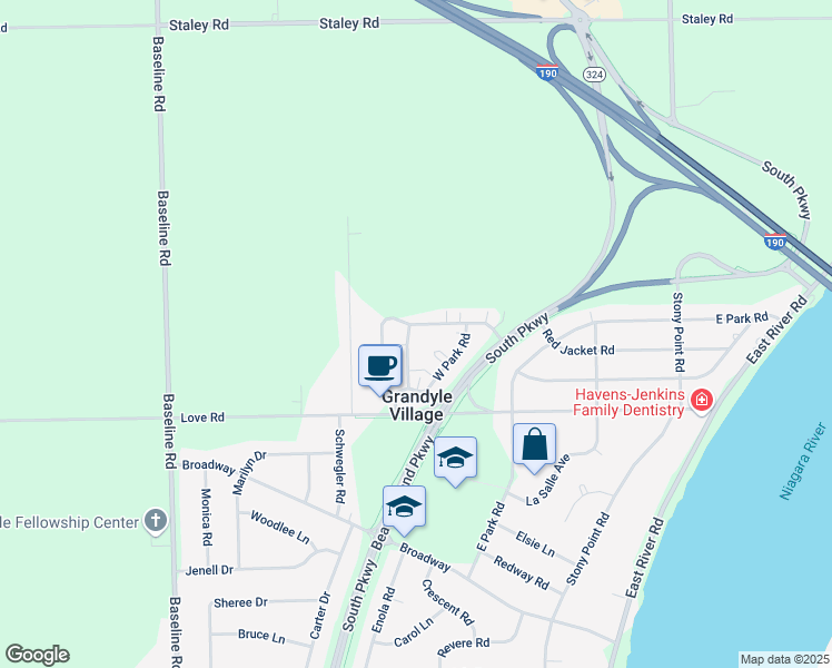 map of restaurants, bars, coffee shops, grocery stores, and more near 85 Carl Road in Grand Island