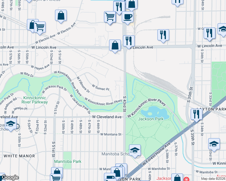 map of restaurants, bars, coffee shops, grocery stores, and more near in Milwaukee