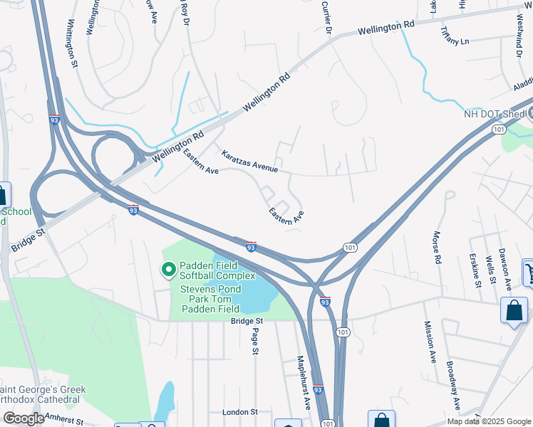 map of restaurants, bars, coffee shops, grocery stores, and more near 133 Eastern Avenue in Manchester