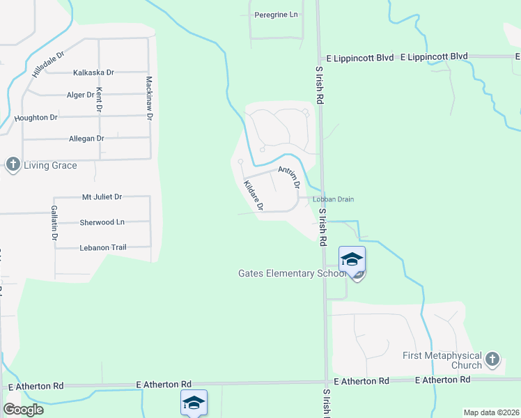 map of restaurants, bars, coffee shops, grocery stores, and more near 2245 Kildare Drive in Davison