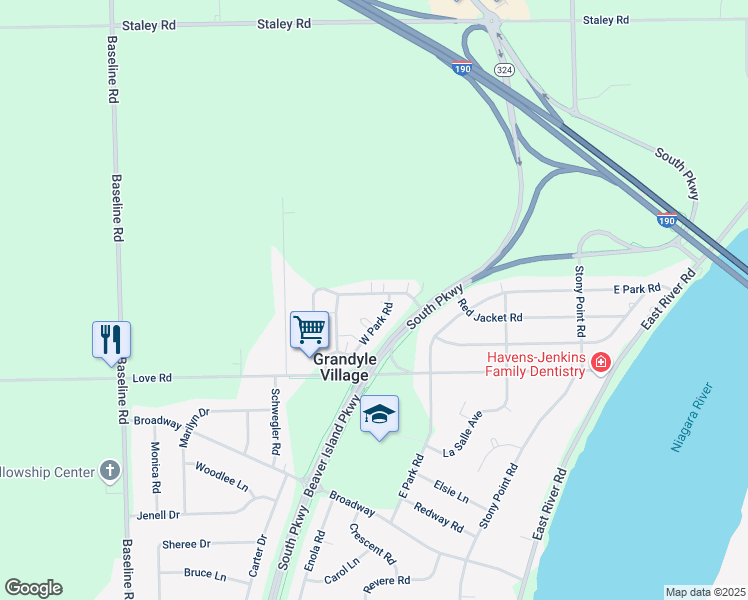 map of restaurants, bars, coffee shops, grocery stores, and more near 61 Carl Road in Grand Island