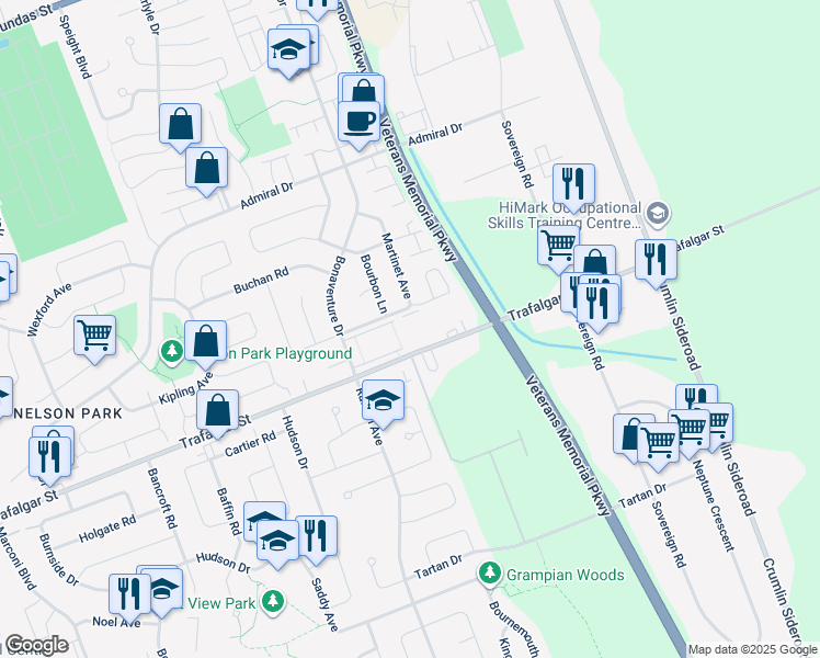 map of restaurants, bars, coffee shops, grocery stores, and more near 151 Martinet Avenue in London