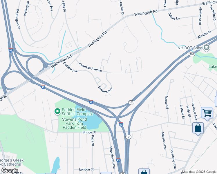 map of restaurants, bars, coffee shops, grocery stores, and more near 207 Eastern Avenue in Manchester