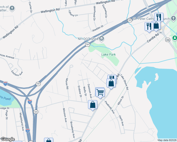 map of restaurants, bars, coffee shops, grocery stores, and more near 216 Victorian Way in Manchester