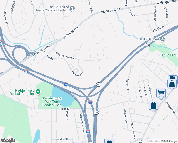 map of restaurants, bars, coffee shops, grocery stores, and more near 187 Eastern Avenue in Manchester