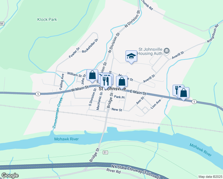 map of restaurants, bars, coffee shops, grocery stores, and more near in Saint Johnsville