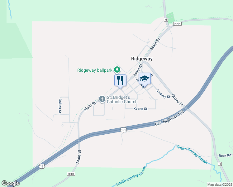map of restaurants, bars, coffee shops, grocery stores, and more near 310 West Farwell Street in Ridgeway