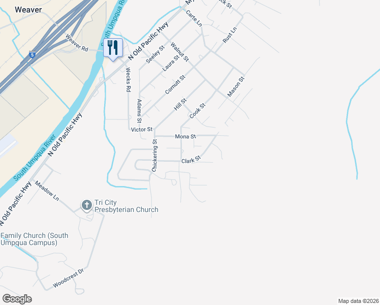 map of restaurants, bars, coffee shops, grocery stores, and more near 119 Margie Court in Myrtle Creek