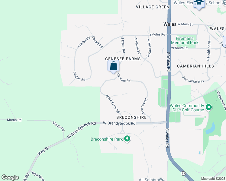 map of restaurants, bars, coffee shops, grocery stores, and more near 558 Gwilym Ct in Wales