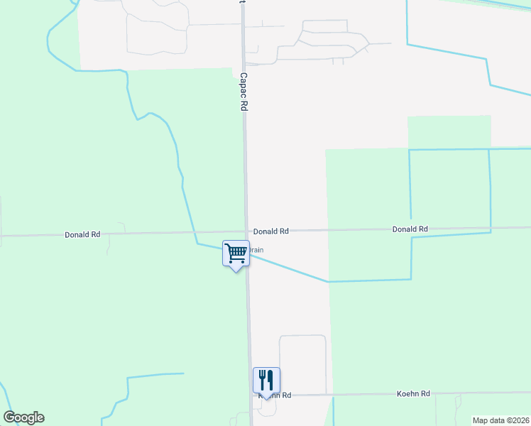 map of restaurants, bars, coffee shops, grocery stores, and more near 3520 Capac Road in Capac