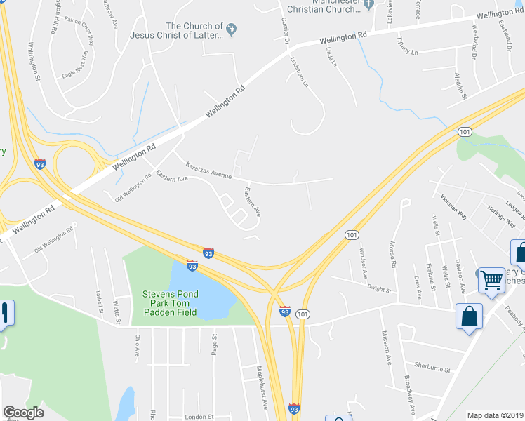 map of restaurants, bars, coffee shops, grocery stores, and more near 207 Eastern Avenue in Manchester