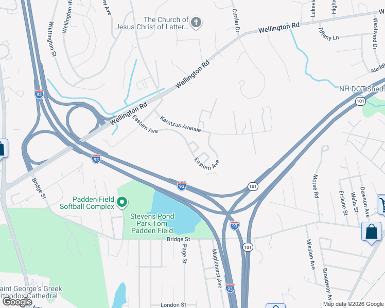 map of restaurants, bars, coffee shops, grocery stores, and more near 130 Eastern Avenue in Manchester