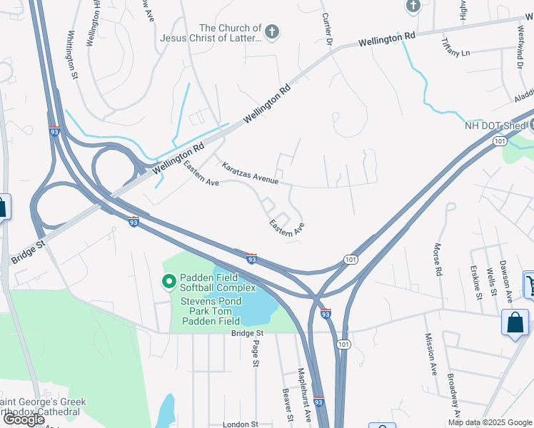map of restaurants, bars, coffee shops, grocery stores, and more near 130 Eastern Avenue in Manchester