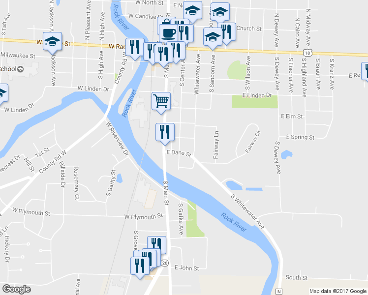 map of restaurants, bars, coffee shops, grocery stores, and more near 714 South Center Avenue in Jefferson