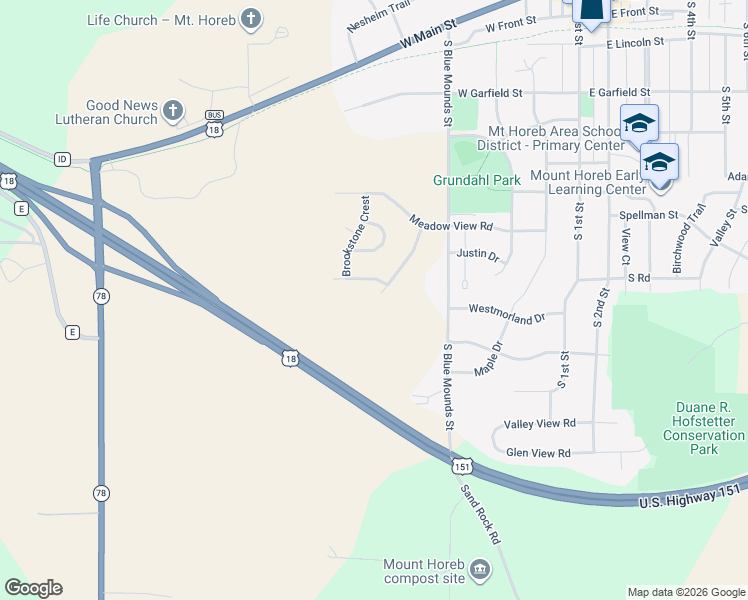 map of restaurants, bars, coffee shops, grocery stores, and more near 901 Brookview Trail in Mount Horeb