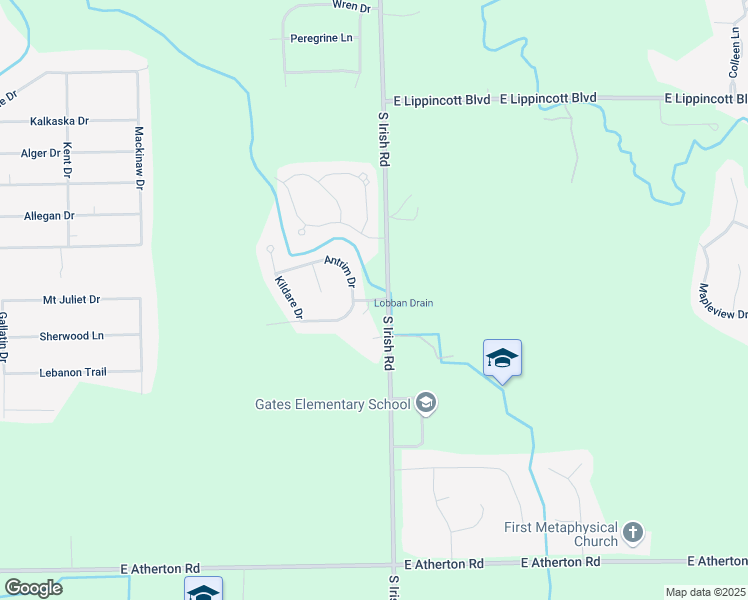 map of restaurants, bars, coffee shops, grocery stores, and more near 2231 Antrim Drive in Davison