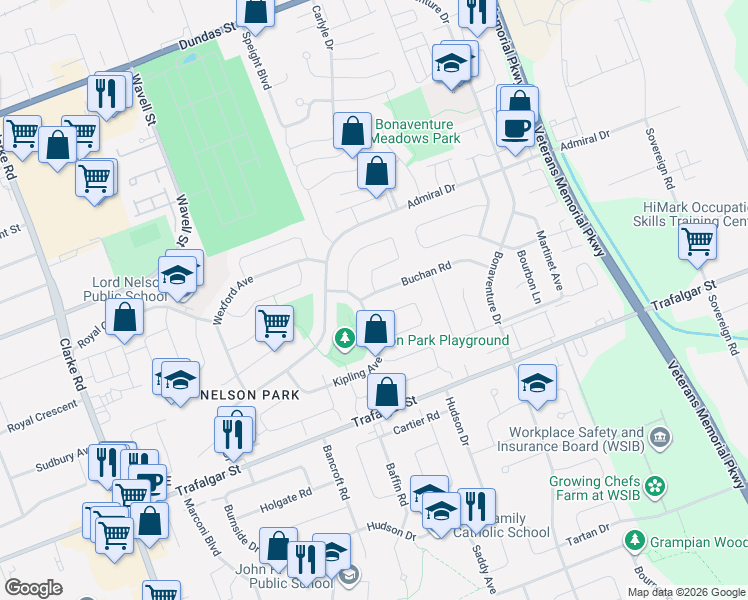 map of restaurants, bars, coffee shops, grocery stores, and more near 9 Buchan Road in London