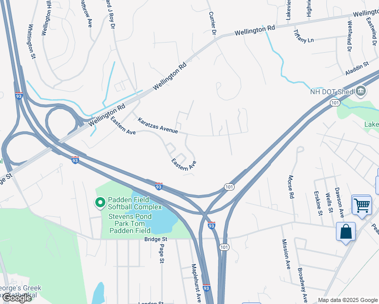 map of restaurants, bars, coffee shops, grocery stores, and more near 207 Eastern Avenue in Manchester