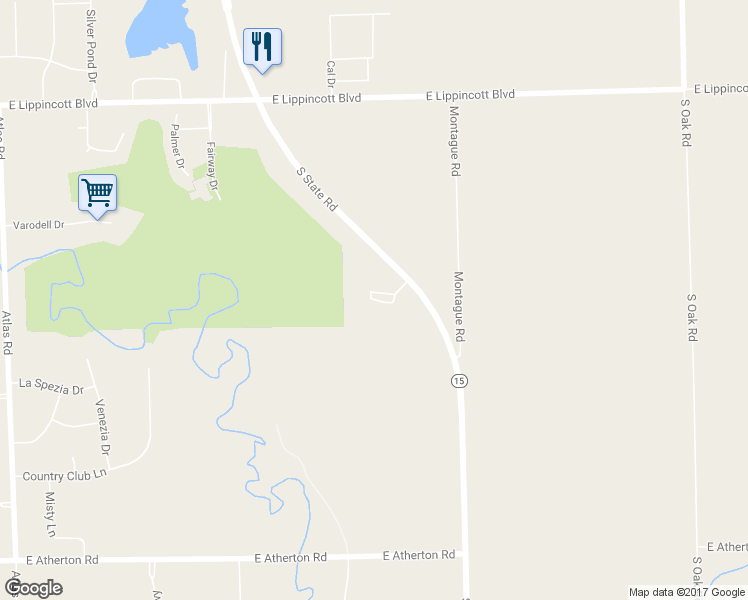 map of restaurants, bars, coffee shops, grocery stores, and more near 10420 Golfview Court in Davison