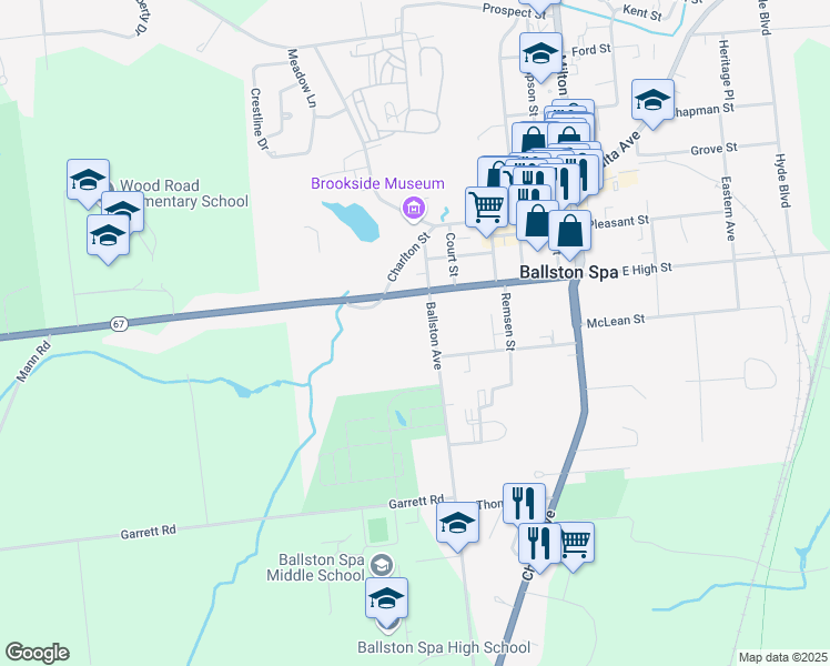 map of restaurants, bars, coffee shops, grocery stores, and more near 78 Ballston Avenue in Ballston Spa