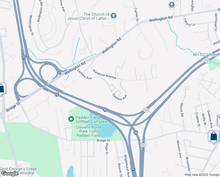map of restaurants, bars, coffee shops, grocery stores, and more near 130 Eastern Avenue in Manchester