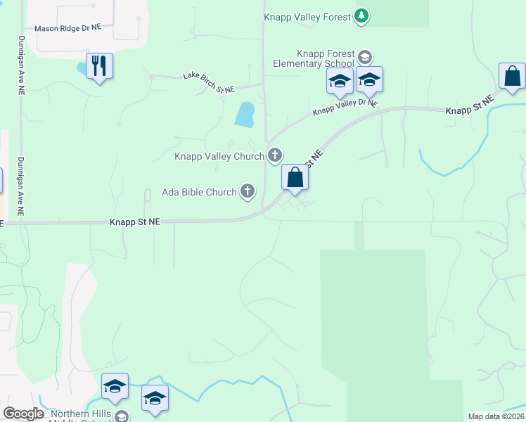 map of restaurants, bars, coffee shops, grocery stores, and more near 2000 Maguire Avenue Northeast in Grand Rapids