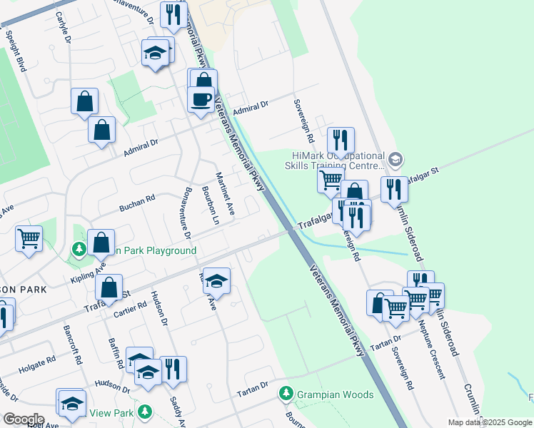 map of restaurants, bars, coffee shops, grocery stores, and more near in London