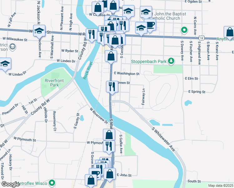 map of restaurants, bars, coffee shops, grocery stores, and more near 714 South Center Avenue in Jefferson
