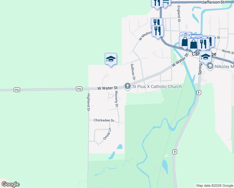 map of restaurants, bars, coffee shops, grocery stores, and more near 103 Waverly Drive in Cambridge