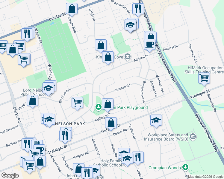 map of restaurants, bars, coffee shops, grocery stores, and more near 11 Buchan Road in London