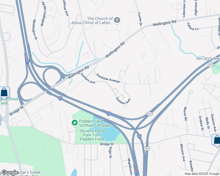 map of restaurants, bars, coffee shops, grocery stores, and more near 99 Eastern Avenue in Manchester