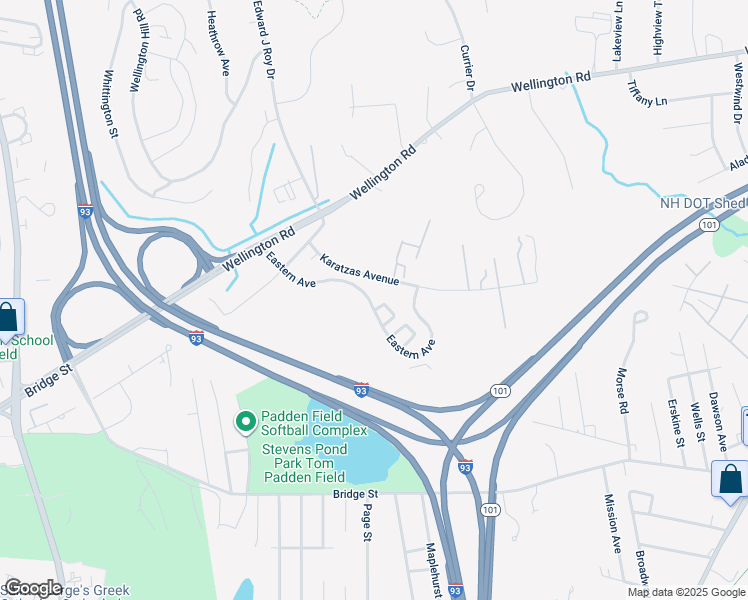 map of restaurants, bars, coffee shops, grocery stores, and more near 80 Eastern Avenue in Manchester