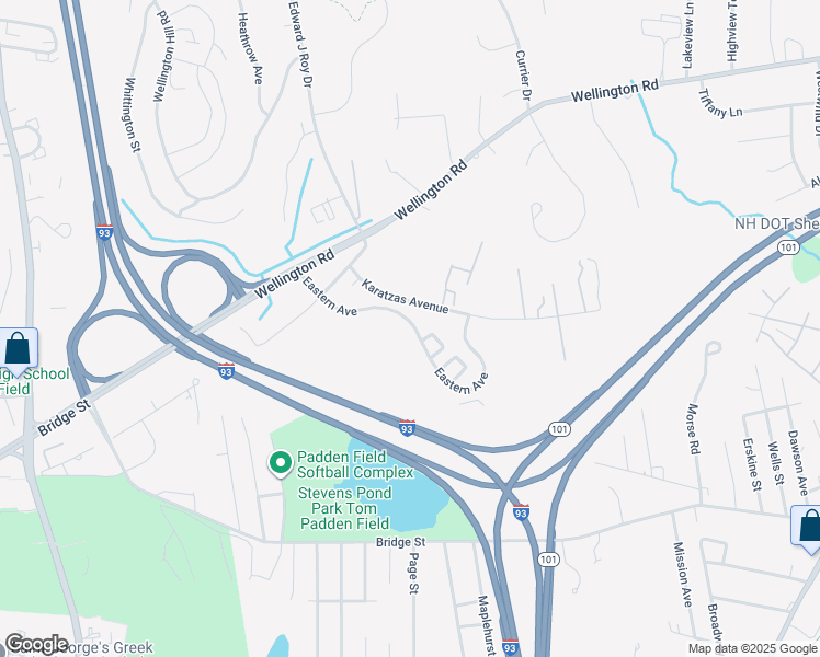 map of restaurants, bars, coffee shops, grocery stores, and more near 80 Eastern Avenue in Manchester