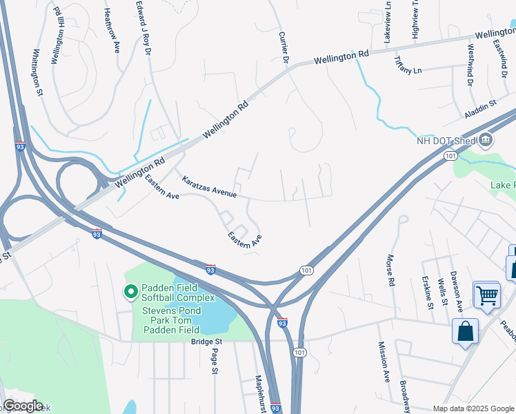 map of restaurants, bars, coffee shops, grocery stores, and more near 215 Eastern Avenue in Manchester