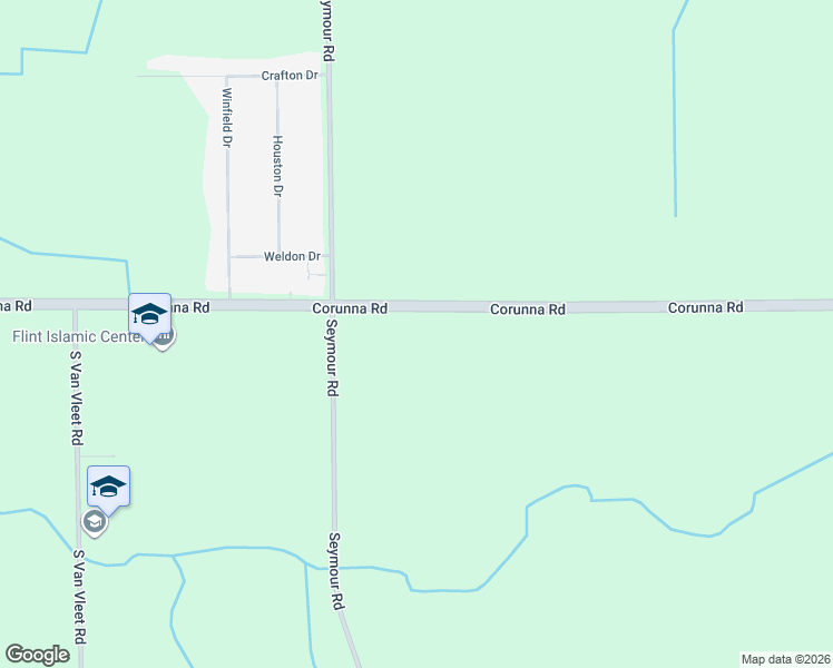 map of restaurants, bars, coffee shops, grocery stores, and more near 9170 Corunna Road in Flint