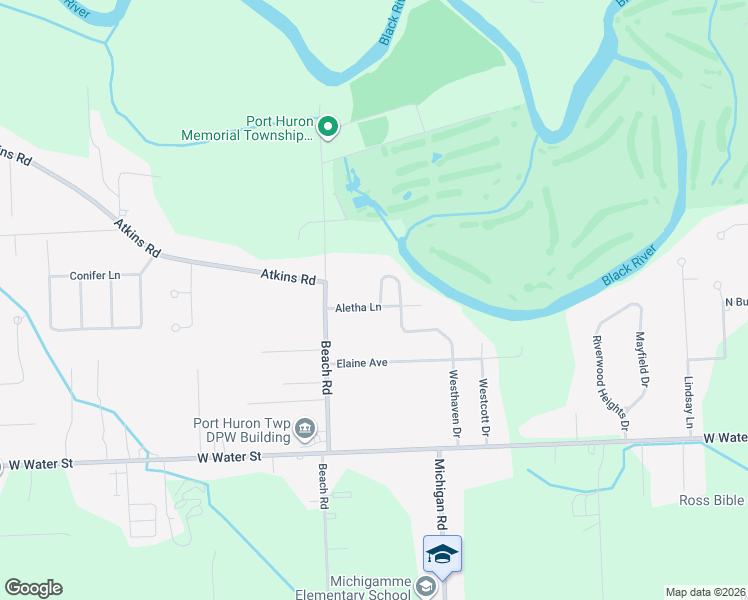 map of restaurants, bars, coffee shops, grocery stores, and more near 3169 Whittier Drive in Port Huron