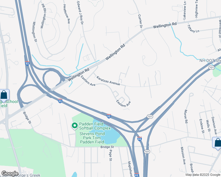 map of restaurants, bars, coffee shops, grocery stores, and more near 80 Eastern Avenue in Manchester