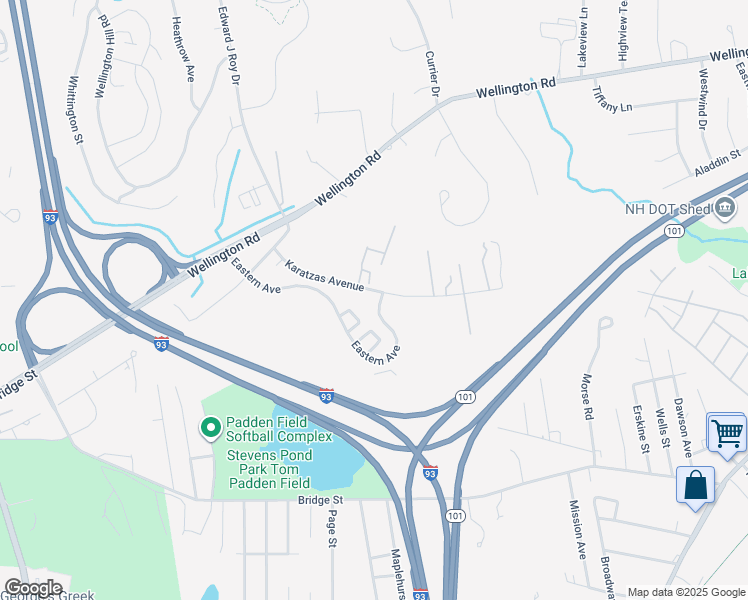map of restaurants, bars, coffee shops, grocery stores, and more near 98 Karatzas Avenue in Manchester