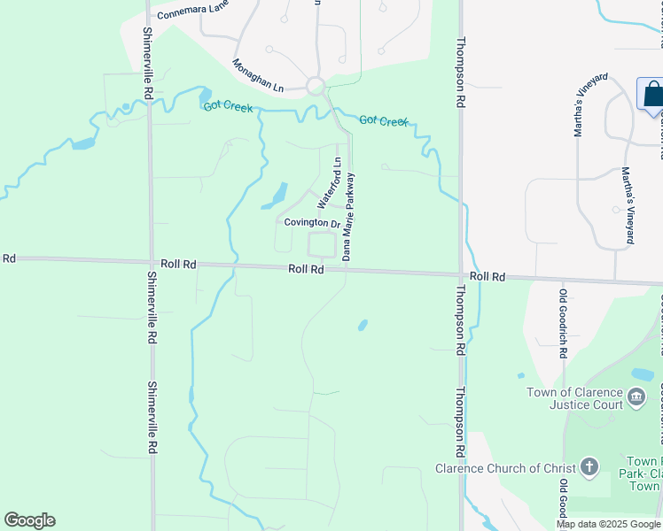 map of restaurants, bars, coffee shops, grocery stores, and more near 9010 Calpin Parkway in Clarence Center