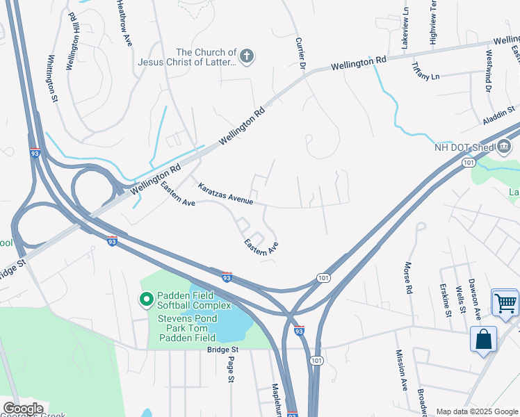 map of restaurants, bars, coffee shops, grocery stores, and more near 232 Eastern Avenue in Manchester
