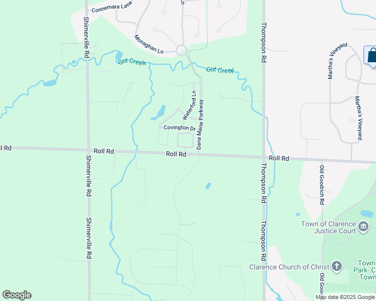 map of restaurants, bars, coffee shops, grocery stores, and more near 9010 Calpin Parkway in Clarence Center