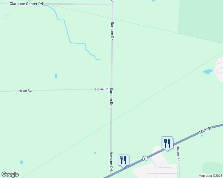 map of restaurants, bars, coffee shops, grocery stores, and more near Barnum Road in Erie County