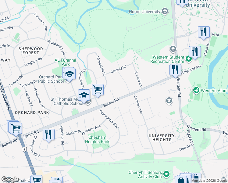 map of restaurants, bars, coffee shops, grocery stores, and more near 19 Stirrup Court in London