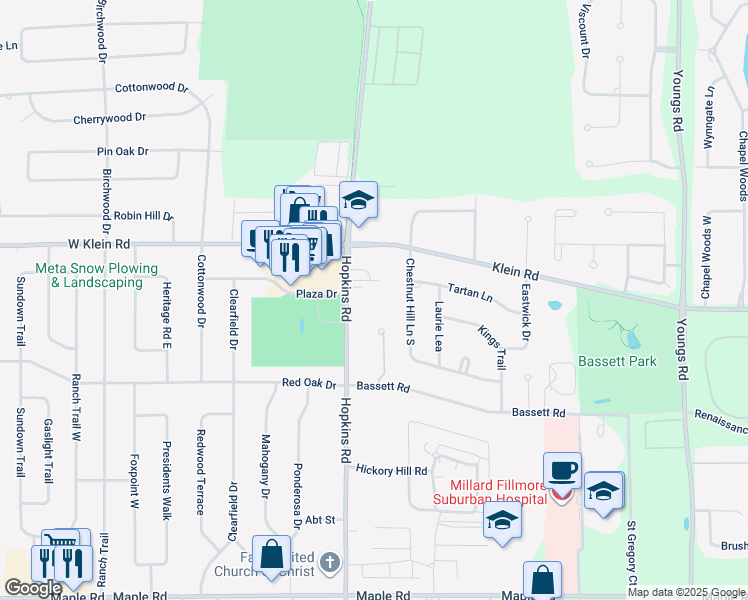 map of restaurants, bars, coffee shops, grocery stores, and more near 815 Hopkins Road in Buffalo
