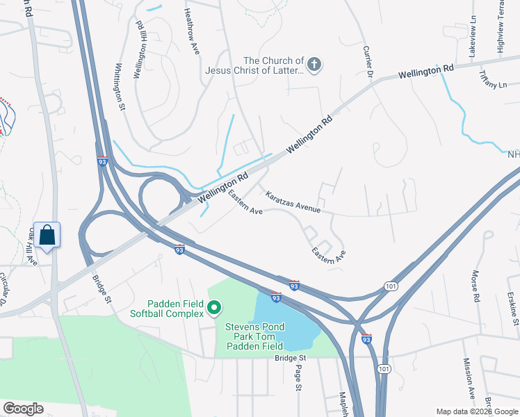 map of restaurants, bars, coffee shops, grocery stores, and more near 40 Eastern Avenue in Manchester