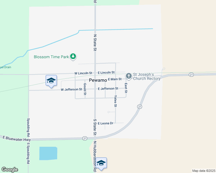 map of restaurants, bars, coffee shops, grocery stores, and more near 212 East Jefferson Street in Pewamo