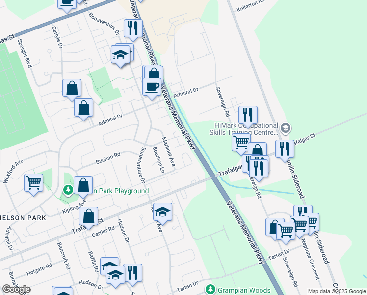 map of restaurants, bars, coffee shops, grocery stores, and more near 217 Martinet Avenue in London