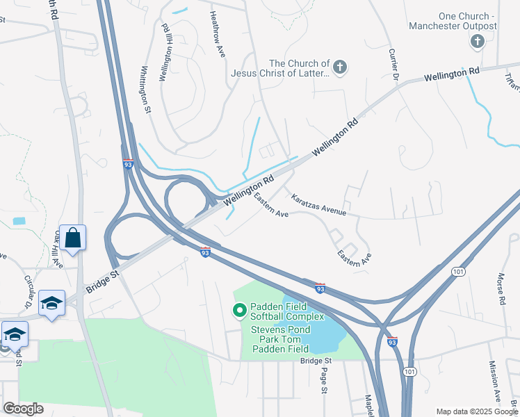 map of restaurants, bars, coffee shops, grocery stores, and more near 550 Old Wellington Road in Manchester